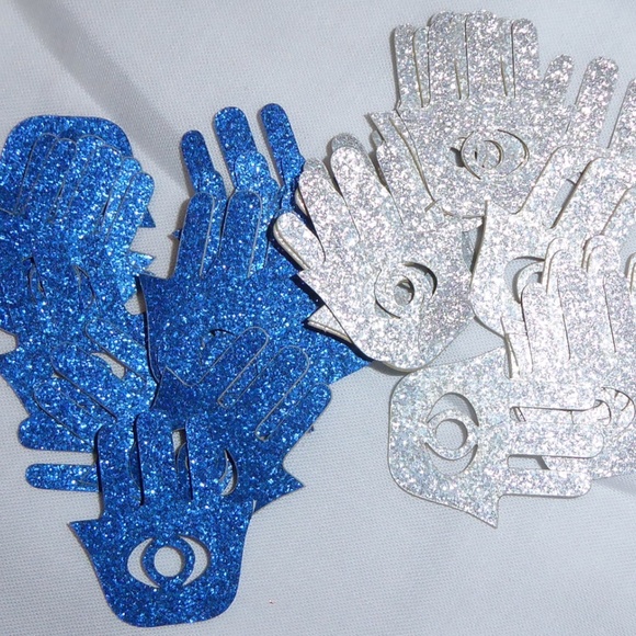 NEW 90-PC HANUKKAH TABLE SCATTER BLUE SILVER METALLIC CONFETTI 1" SPARKLY - Picture 2 of 5